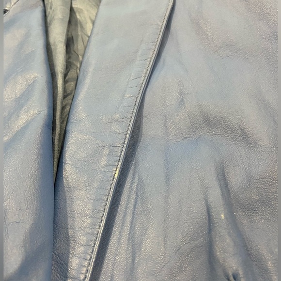 Vintage Woman’s Anne Klein Leather Blazer Electric Blue Size 6 - Picture 9 of 12